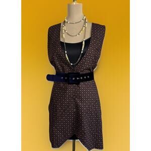 Vintage 80s Tapestry Vest Dress | Geometric Waistcoat | Power Vest Dark Academia